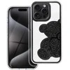 OEM dėklas, skirtas iPhone 17 Pro / 18 Pro (žemas kameros kraštas), meškiukas, juodas