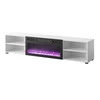 Cama Meble Televizoriaus Spintelė - Polo 180x33x39 Balta, Židinys Juodas