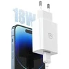 USAMS Laidinis įkroviklis 18W + kabelis Lightning/ USB-A Fast Charging baltos spalvos series SC SCXLTZ03
