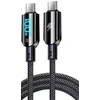 Vakoss TC-U560 USB-C to USB-C Cable with Digital Ekranas, 100W, 1.5m, Juodas