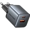 Vention 30W - įkroviklis su GaN technologija, 1x USB-A, 1x USB-C (juodas)