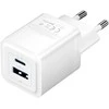 Vention Sieninis įkroviklis, ventiliacija, FEQW0-EU, USB-C + USB-A, 30W/30W, GaN (balta)