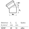 Vidaus kanalizacijos alkūnė Wavin Optima, d50, 30°