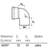Vidaus kanalizacijos alkūnė Wavin Optima, d50, 88°