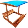 Wooden sandbox with roof and benches, closed, 120x120 cm SP0837