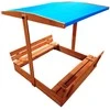 Wooden sandbox with roof and benches, closed, 120x120 cm SP0837