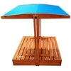 Wooden sandbox with roof and benches, closed, 120x120 cm SP0837
