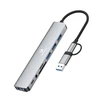 Wozinsky WAH-81 8 viename USB šakotuvas su USB 3.0 SD kortelių skaitytuvu ir garso išvestimi - Pilkas