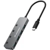 Wozinsky WHS080YSS 4 x USB-A 3.0 Aluminum Hub with Individual Switches and 15 cm USB-C Cable - Gray