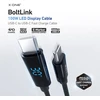 X-ONE BoltLink LED Ekranas data cable - type C to C - max 100W 1,5 m juodas