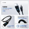 X-ONE BoltLink LED Ekranas data cable - type C to C - max 100W 1,5 m juodas