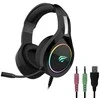 Žaidimų ausinės HAVIT HV-H2232D E-SPORTS, RGB, 50mm, USB jungtis, juodos
