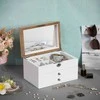Elegantiška papuošalų dėžutė su baltu veidrodžiu