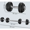 Songmics Hanteliai, 2 x 15 kg ketaus hantelių rinkinys, reguliuojamas