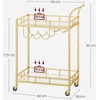 Serviravimo vežimėlis 2 veidrodinės stiklo lentynos aukso spalvos