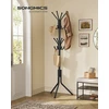 SONGMICS drabužių kabykla, metalinis drabužių stovas, laisvai stovintis drabužių, rankinių, skrybėlių laikiklis, 175 cm aukščio, 16 kabliukų, skirtas prieškambariui, svetainei, miegamajam, juodos spalvos