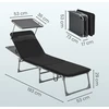 SONGMICS gultas, gultas su 3 cm storio pagalve, galvos atrama, stogeliu nuo saulės, reguliuojamu atlošu, sulankstomas, 53 x 193 x 29,5 cm, išlaiko iki 150 kg, sodas, balkonas, juodas