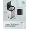 Virtuvės šiukšlių dėžė 50 litrų metalinė su sidabro-juodu dangteliu