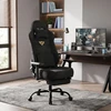 Songmics Žaidimų kėdė iš dirbtinio zamšos su kojų atrama ir 4D porankiais, iki 200 kg, 72 x 72 x 125–135 cm, juoda