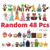 Dėlionė (48 vnt)12 vnt / 24 vnt / 48 vnt Super Mario Bros veiksmo figūrėlės Kawaii Bowser Anime figūrėlės su laikymo maišeliu vaikams žaislų dovanos