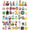 48vnt./ rinkinys Super Mario Family Luigi Yoshi Bowser Wario Peach Toad Daisy Figūros modelio žaislai