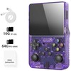 DATA FROG R36S Retro delninis vaizdo žaidimų konsolė Linux sistema 3,5 colio IPS ekranas, nešiojamasis kišeninis vaizdo grotuvas Žaidimai berniukui(PURPULINĖ)