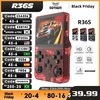 Attack Shark Retro žaidimų konsolė: R36S „Linux“ sistema, 3,5 colių IPS ekranas - juoda-64G
