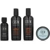 „Essential Set American Crew“ rinkinys: kasdienis drėkinamasis plaukų kondicionierius, 100 ml + kasdienis drėkinimo šampūnas, 100 ml + stiprios fiksacijos plaukų formavimo pomada, 50 ml + raminamasis skutimosi gelis „Precision“, 50 ml