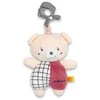 Baby Mix Teddy Bear rožinis pliušinis žaislas su žaisline mašina ir segtuku