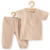 Kūdikių muslino rinkinys Marškinėliai ir kelnės New Baby smėlio spalvos, 74 (6-9m)