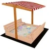 Baldakimu vaikiška medinė smėlio dėžė Baby Mix 120x120 cm raudona ir balta