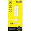 Budi - 1 USB automobilinis įkroviklis su LED indikatoriumi+žaibo laidu