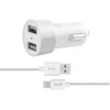 Budi - 2 USB automobilinis įkroviklis su LED indikatoriumi+žaibo laidu