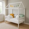 Children s house bed with guardrail and slatted frame New Baby CASTELLO 160x80 cm baltas