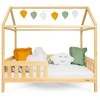 Children s house bed with guardrail and slatted frame New Baby CASTELLO 160x80 cm natural
