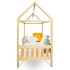 Children s house bed with guardrail and slatted frame New Baby CASTELLO 160x80 cm natural