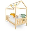 Children s house bed with guardrail and slatted frame New Baby CASTELLO 160x80 cm natural
