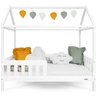 Children s house bed with guardrail and slatted frame New Baby CASTELLO 160x80 cm baltas
