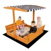 Vaikiška medinė uždaroma smėlio dėžė su suolais ir baldakimu Baby Mix 120x120 cm
