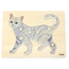 Children s wooden puzzle with handles Viga Cat