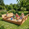 Children s wooden sandpit with cover and benches Baby Mix 180x180 cm
