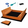 Children s wooden sandpit with cover and benches Baby Mix 180x180 cm