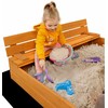 Vaikiška medinė smėlio dėžė su dangteliu ir suolais Baby Mix 120x120 cm