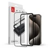 Crong Anti-Bacterial 3D Armor Glass – 9H viso ekrano grūdintas stiklas, skirtas iPhone 15 Pro Max + montavimo rėmelis