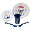 Disney Stitch - 5 dalių mikrobangų krosnelei tinkamas indų rinkinys iš Palms kolekcijos (lėkštė, dubuo, puodelis, šakutė, arbatinis šaukštelis)