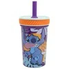 „Disney Stitch“ - „Dropsafe“ nepralaidus puodelis su silikoniniu šiaudeliu iš „Aloha Collection“, 370 ml