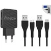 Energizer HardCase – 2x USB-A 12W maitinimo įkroviklis + USB-C ir mikro USB laidas (juodas)