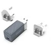 Energizer Ultimate – kelių kištukų ES / JK / JAV GaN USB-C ir USB-A 65 W PD tinklo įkroviklis (sidabras)