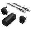Energizer Ultimate – kelių kištukų ES / JK / JAV GaN USB-C ir USB-A 65 W PD maitinimo įkroviklis + USB-C laidas (juodas)