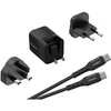 Energizer Ultimate – kelių kištukų ES / JK / JAV GaN 20 W PD maitinimo įkroviklis + USB-C laidas (juodas)